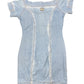 Y2k Bustin Stock Denim Short Sleeve Dress Blue - XL