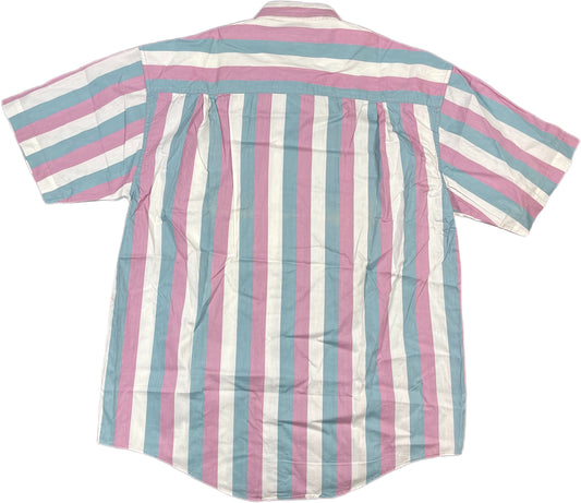 Vintage McNeal Short Sleeve Shirt Striped Multicolor Pattern Cotton XL