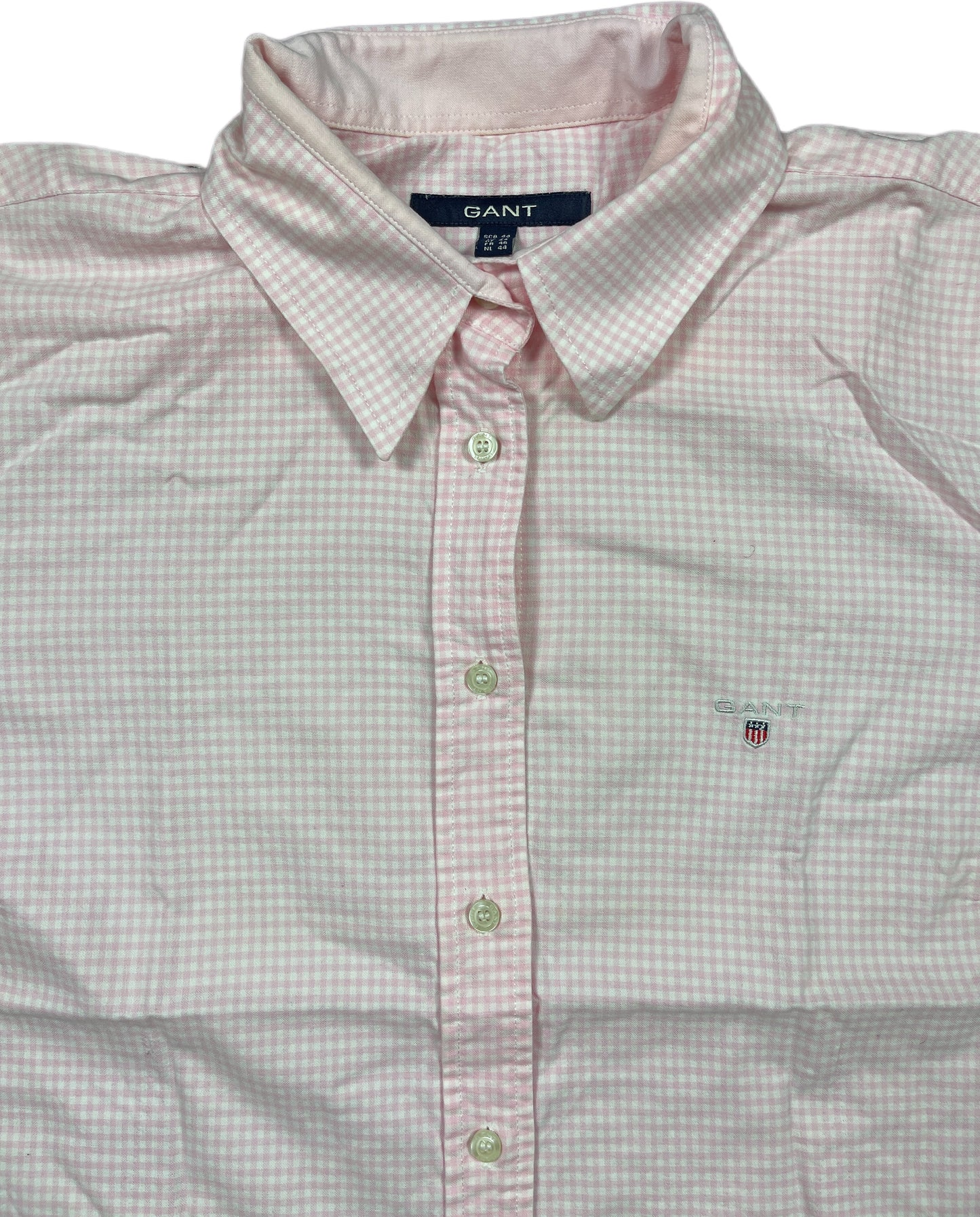 Gant Short Sleeve Shirt Pink Squared Pattern Cotton XXL