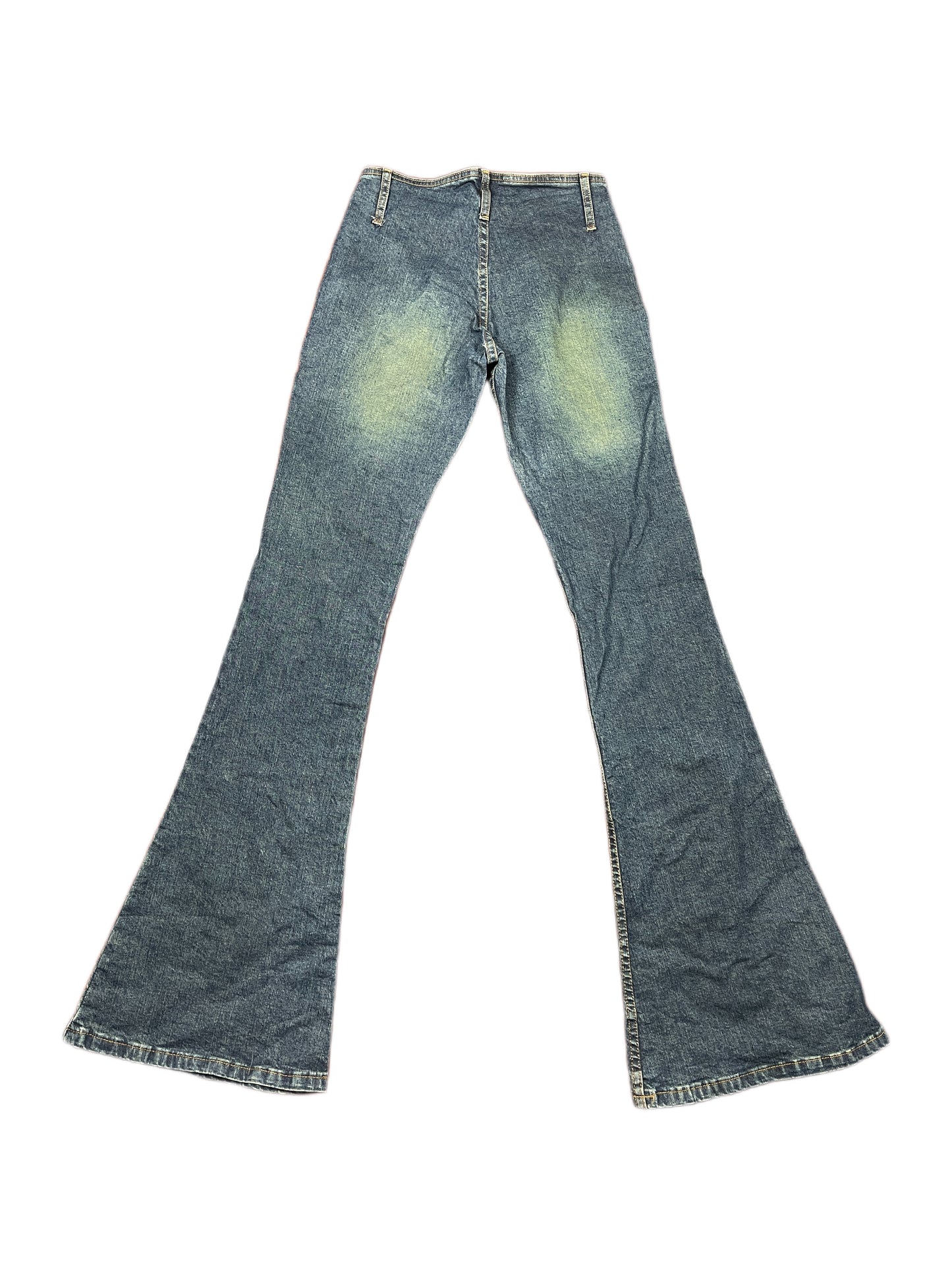 Y2k Raro Low Waist Flared Denim Pants Blue - XS