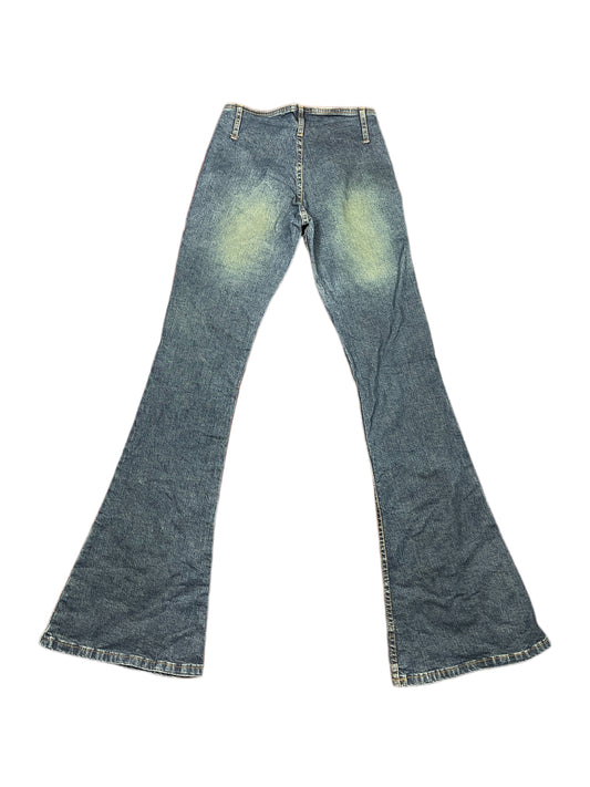 Y2k Raro Low Waist Flared Denim Pants Blue - XS