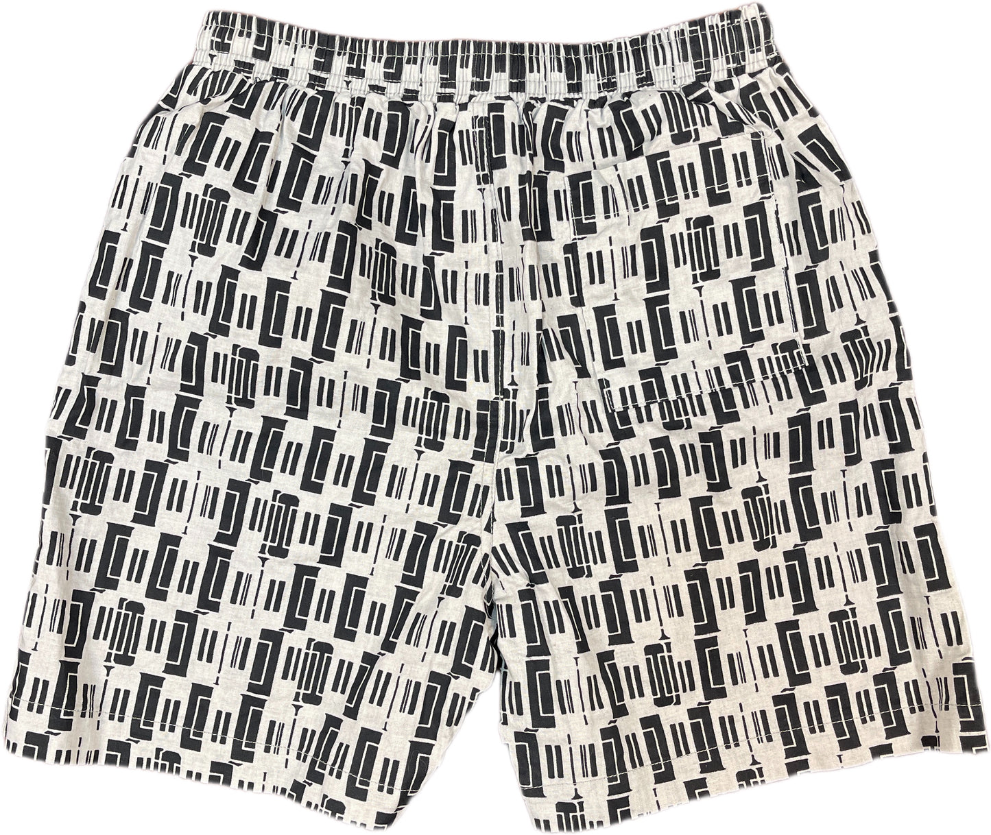 Vintage Beach Shorts Black & White Cotton XS