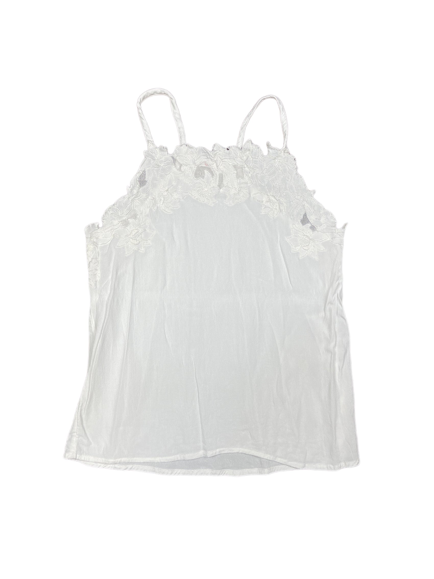 Camaieu Sleeveless Top Flower Details White - M