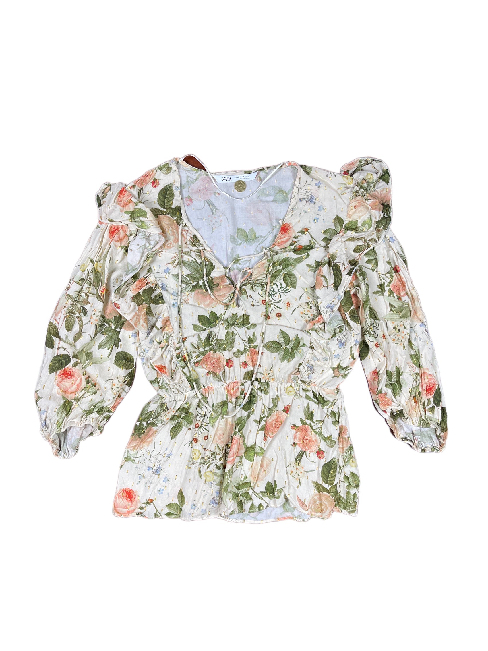 Zara Long Sleeved Top Creme - XS