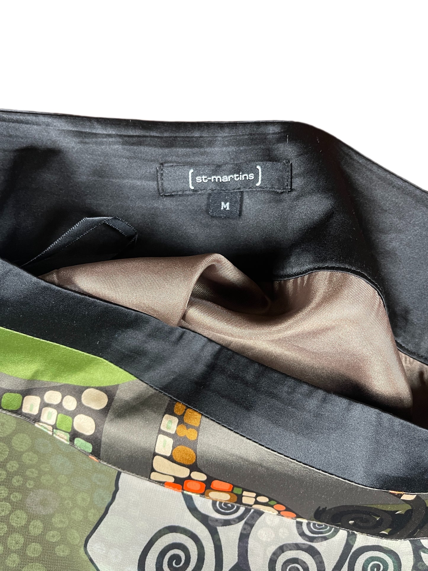 St Martins Midi Skirt Green Tones Pattern - M