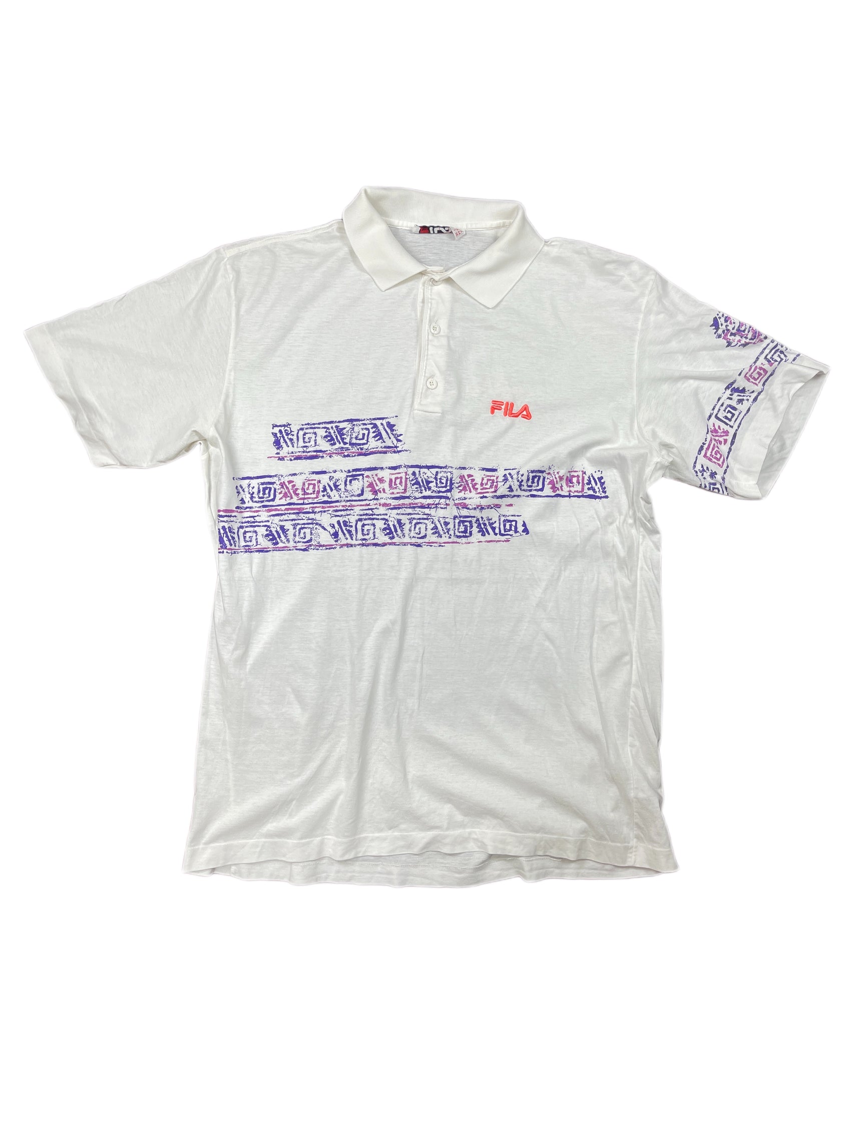 Vintage Fila Tennis Short Sleeve Polo Shirt White XL/XXL