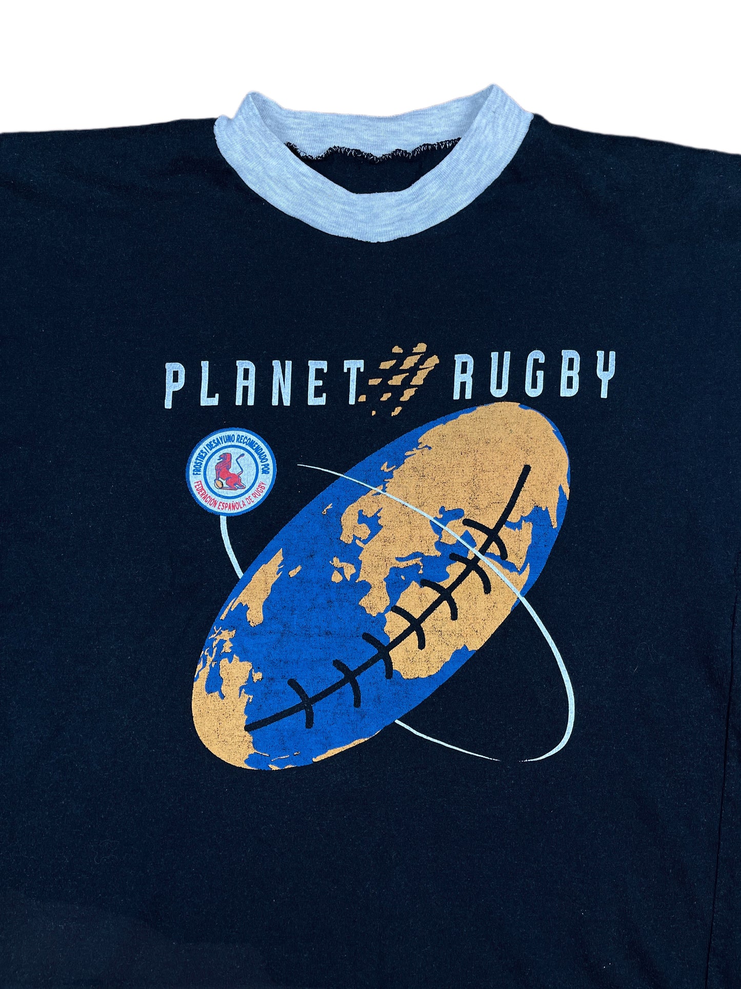 Vintage Frosties Planet Rugby T-Shirt Black 90s - S