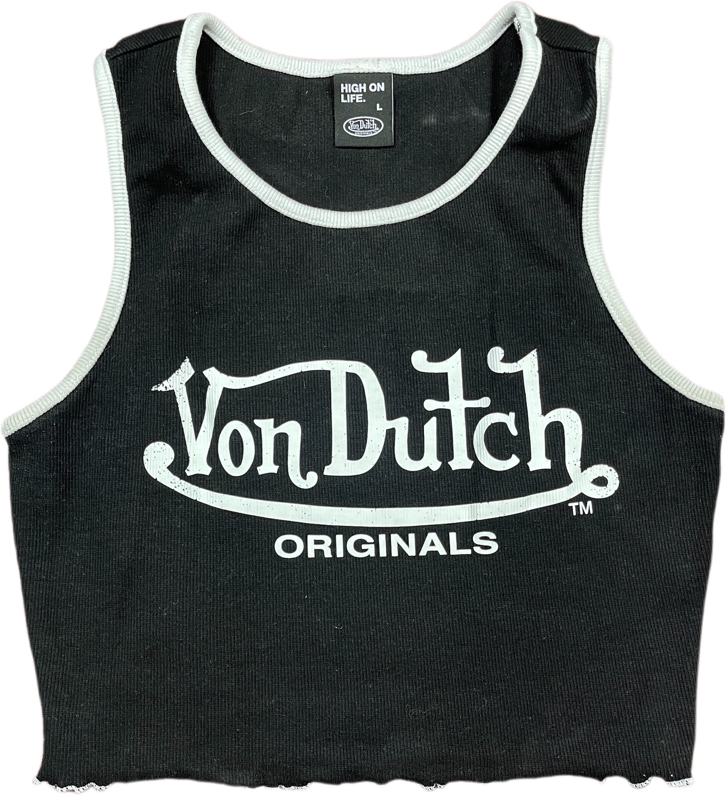 Von Dutch Crop Top Black Cotton Blend L