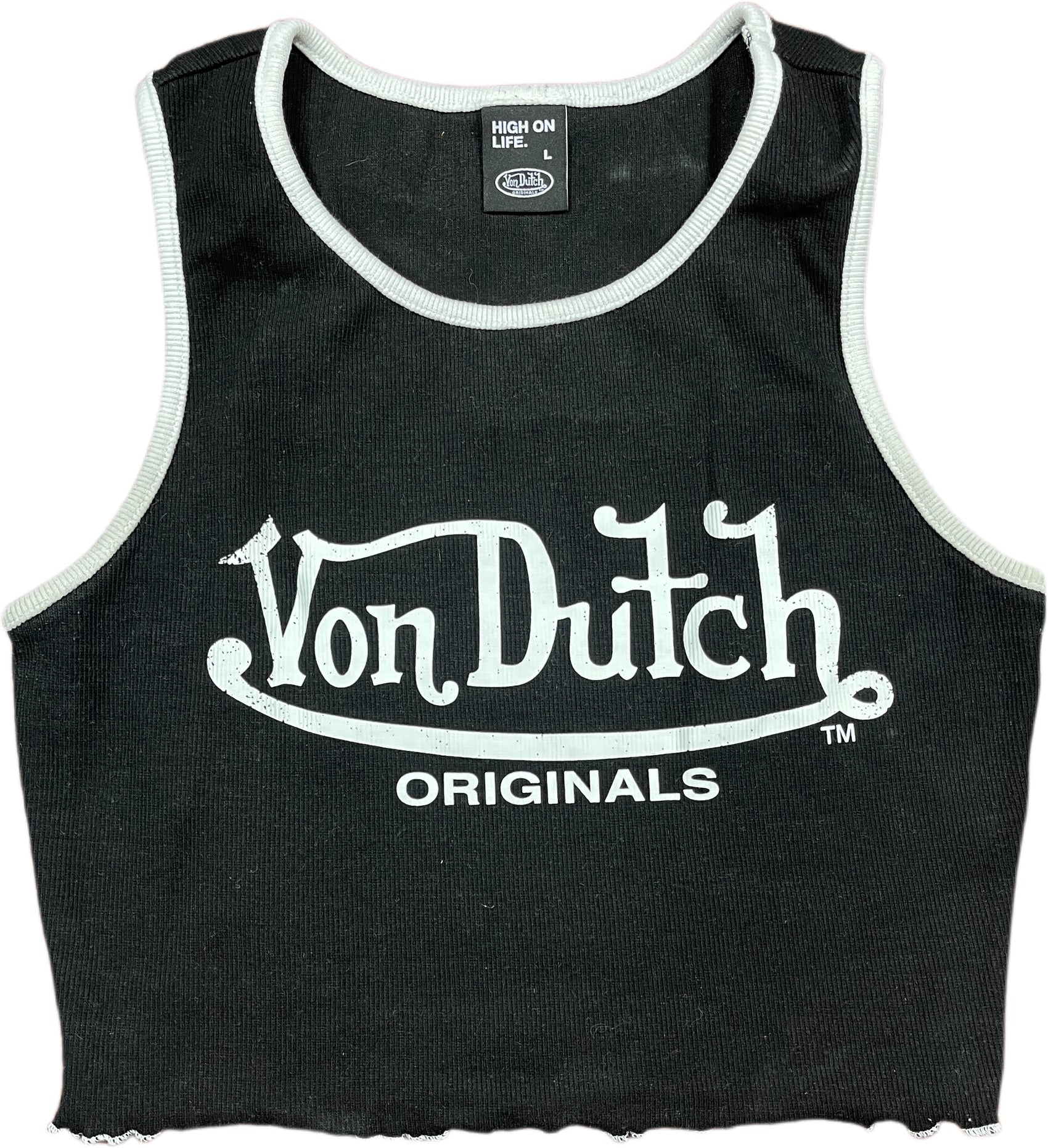Von Dutch Crop Top Black Cotton Blend L