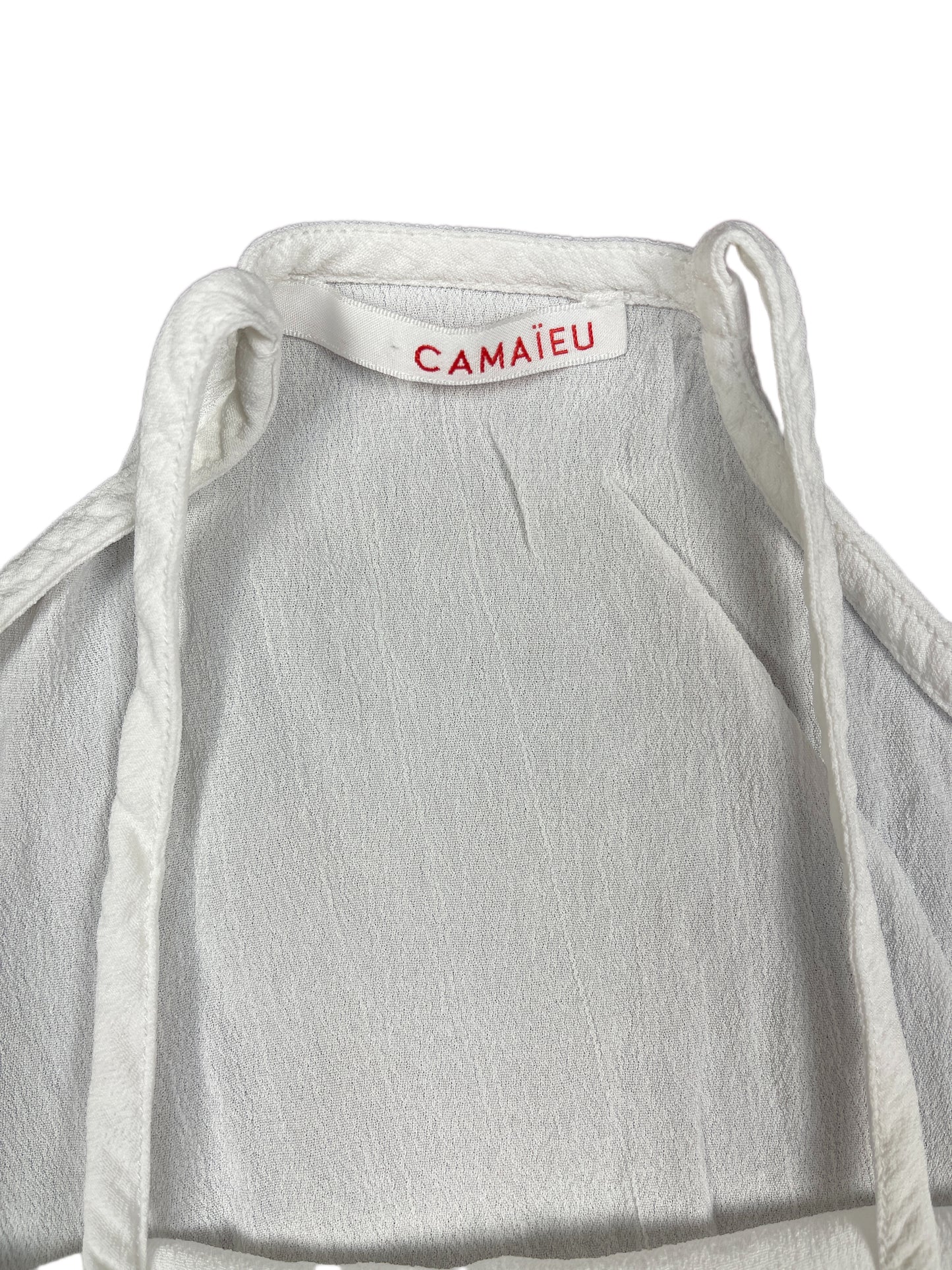 Camaieu Sleeveless Top Flower Details White - M