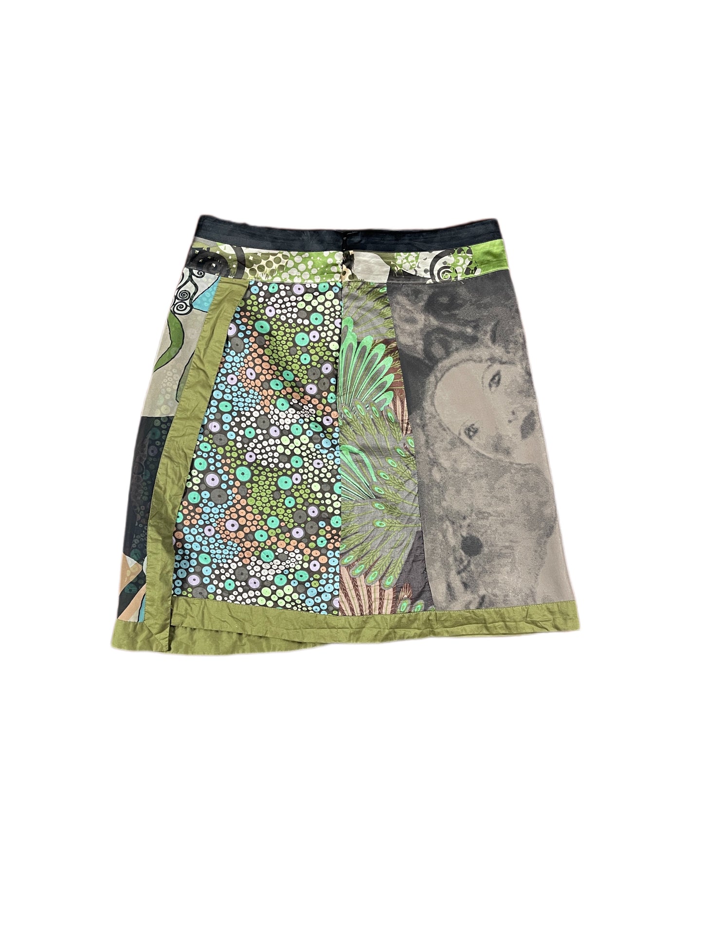 St Martins Midi Skirt Green Tones Pattern - M