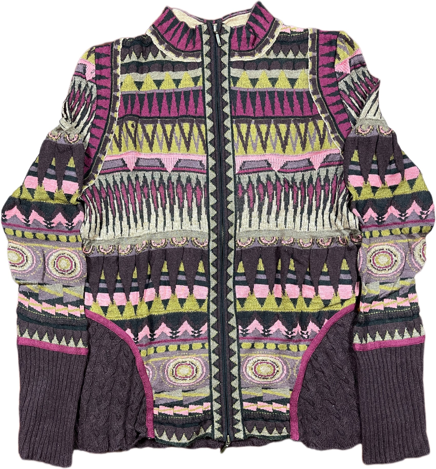 Aldomartins Long Sleeve Top Geometric Pattern Wool Blend L-XL