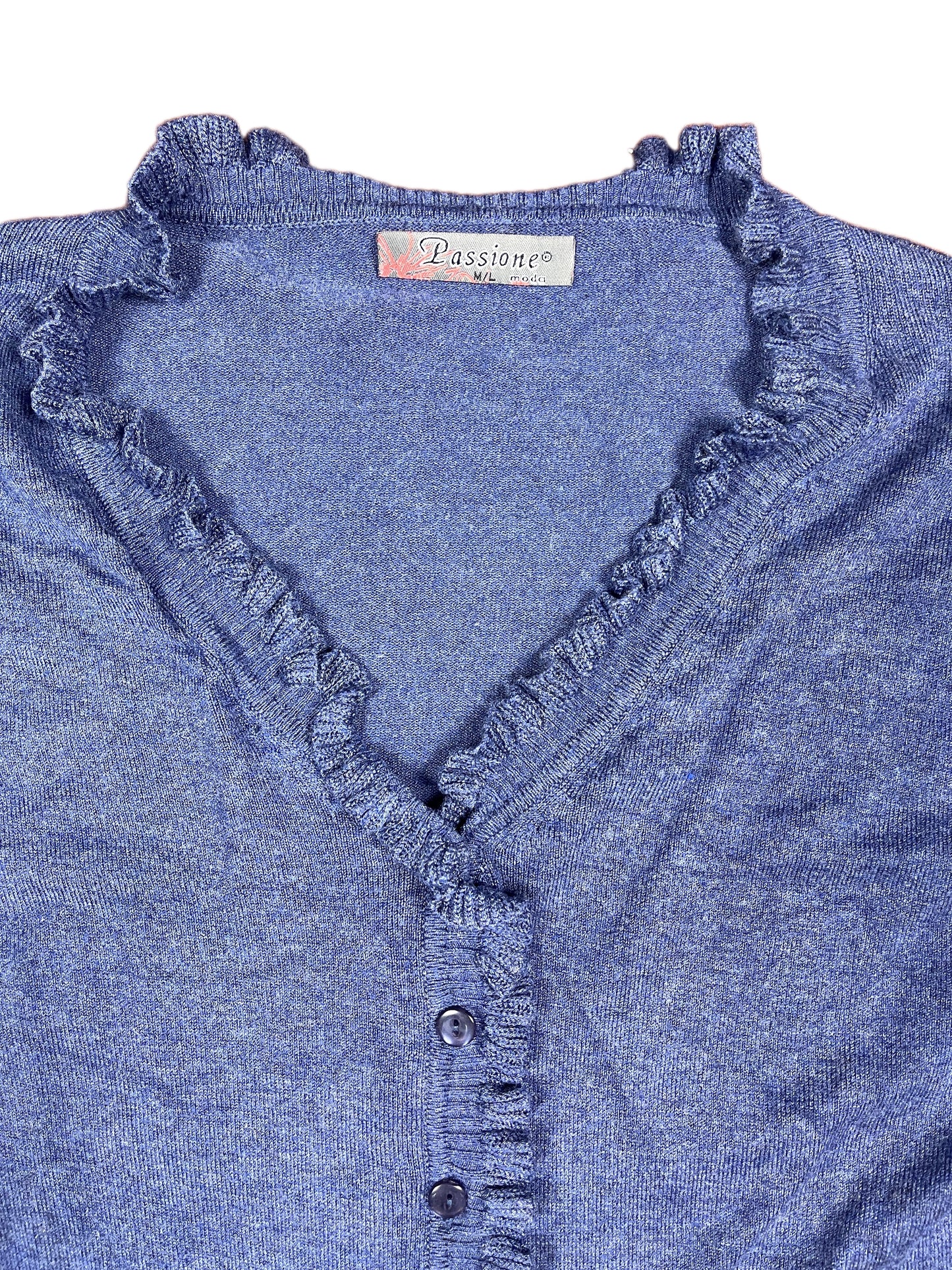 Y2k Passione Button Sweatshirt Blue - M/L