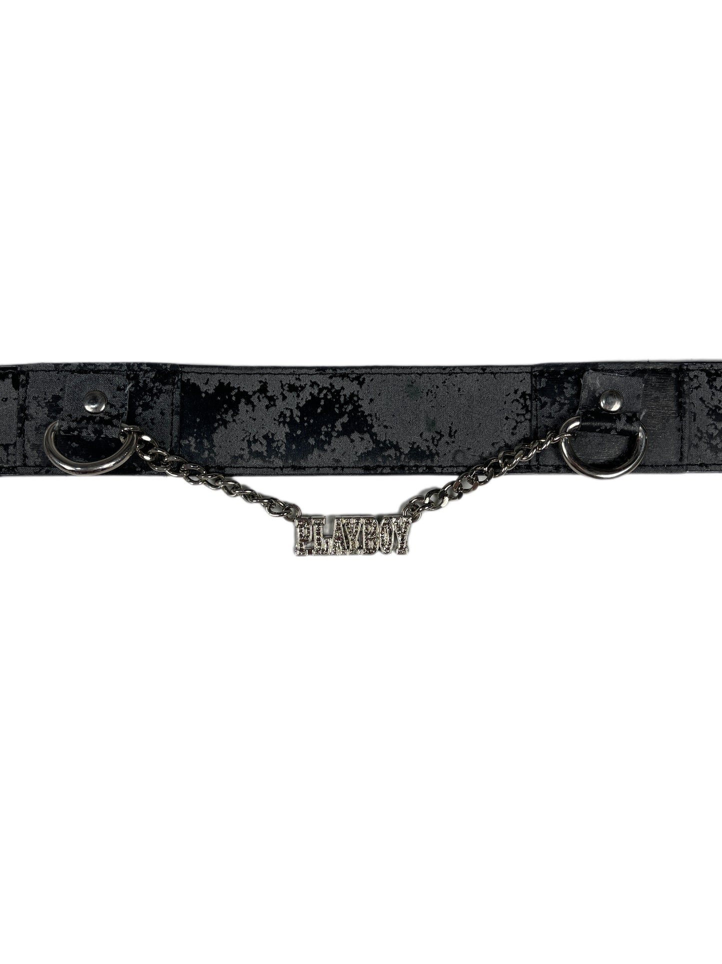 Y2k Playboy Belt Black Gray 2004