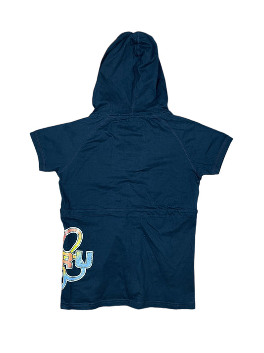 Y2k Guru Short Sleeve Hoodie Top Black New With Tags - S