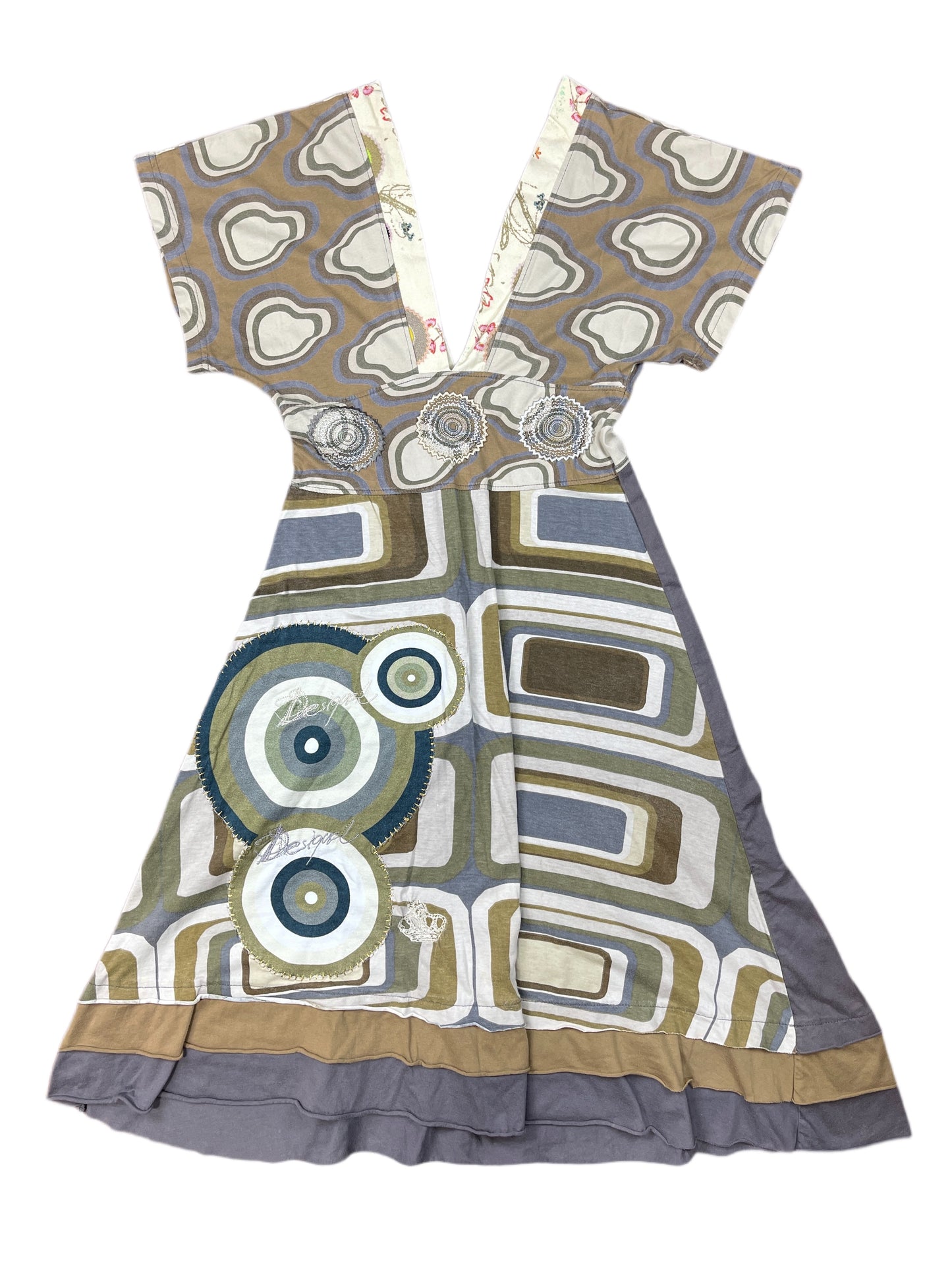 Y2K Desigual Short Sleeve Dress Gray S