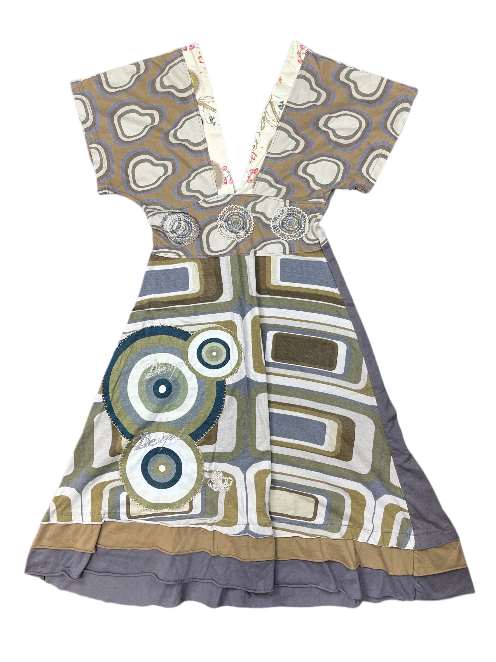 Y2K Desigual Short Sleeve Dress Gray S