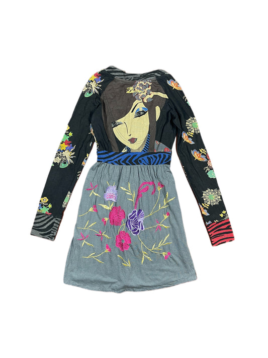 Y2k Desigual Long Sleeve Dress Multicolor - XS