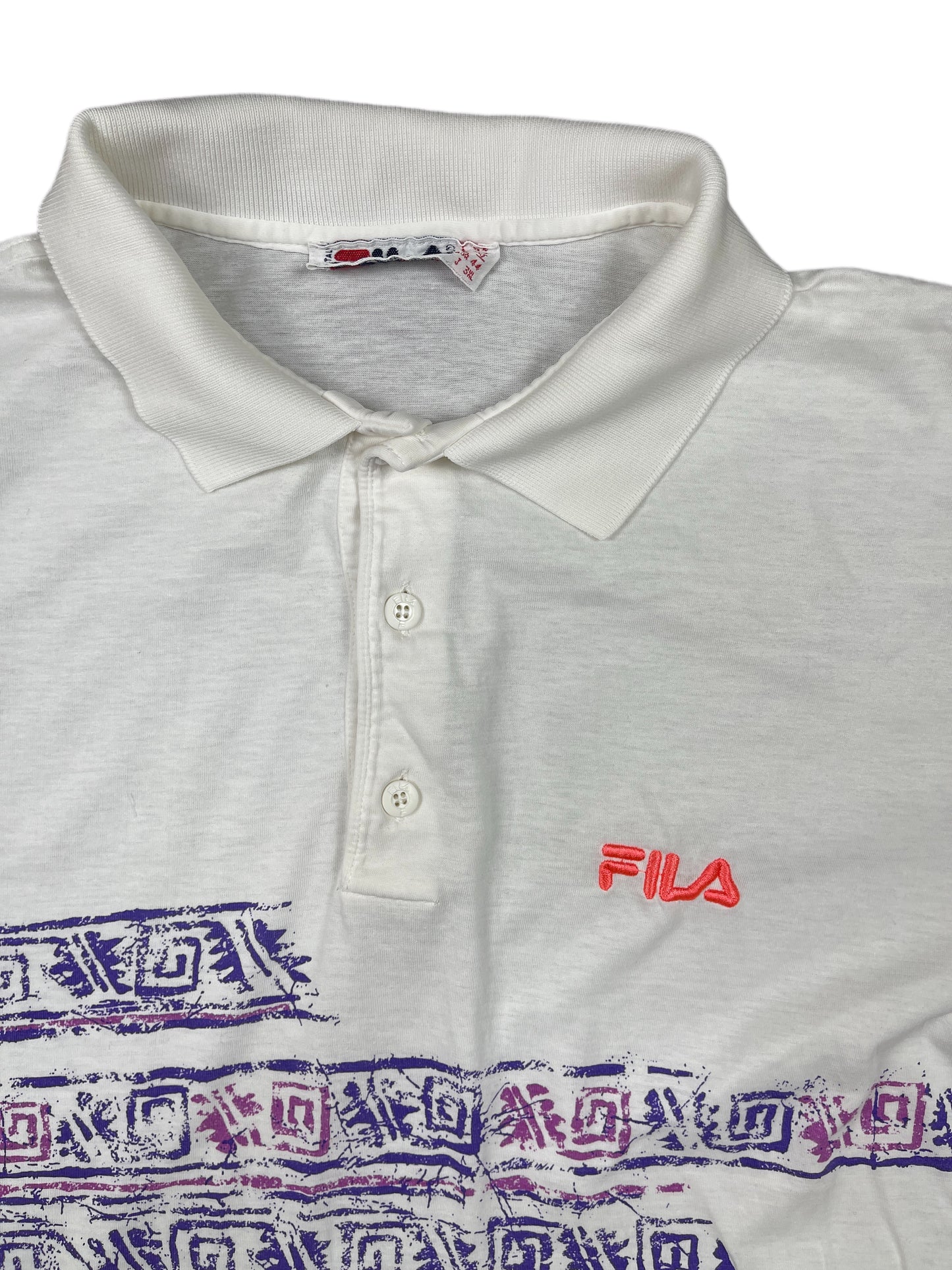 Vintage Fila Tennis Short Sleeve Polo Shirt White XL/XXL