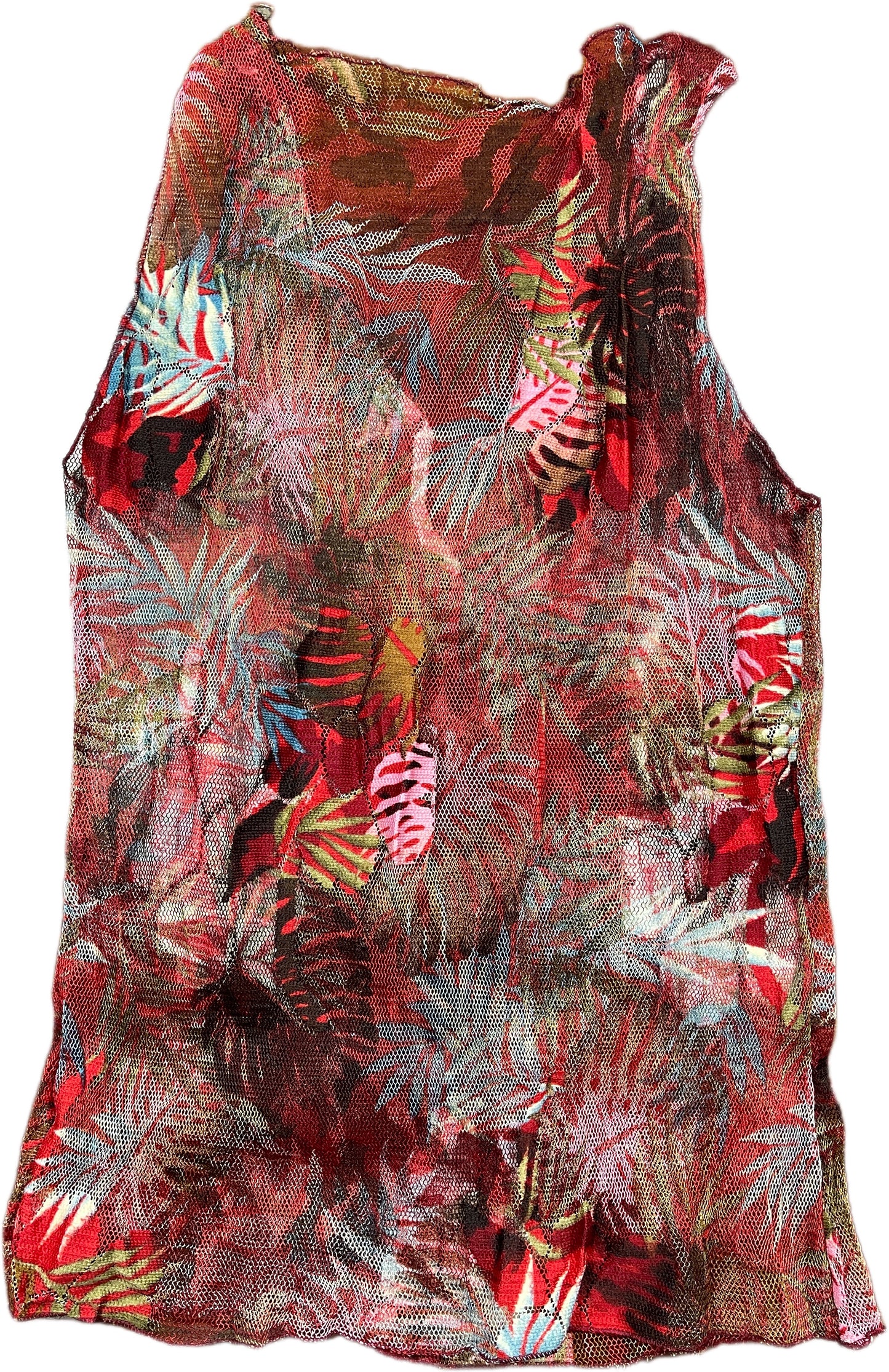 Sleeveless Top Red See-through Polyester M/L
