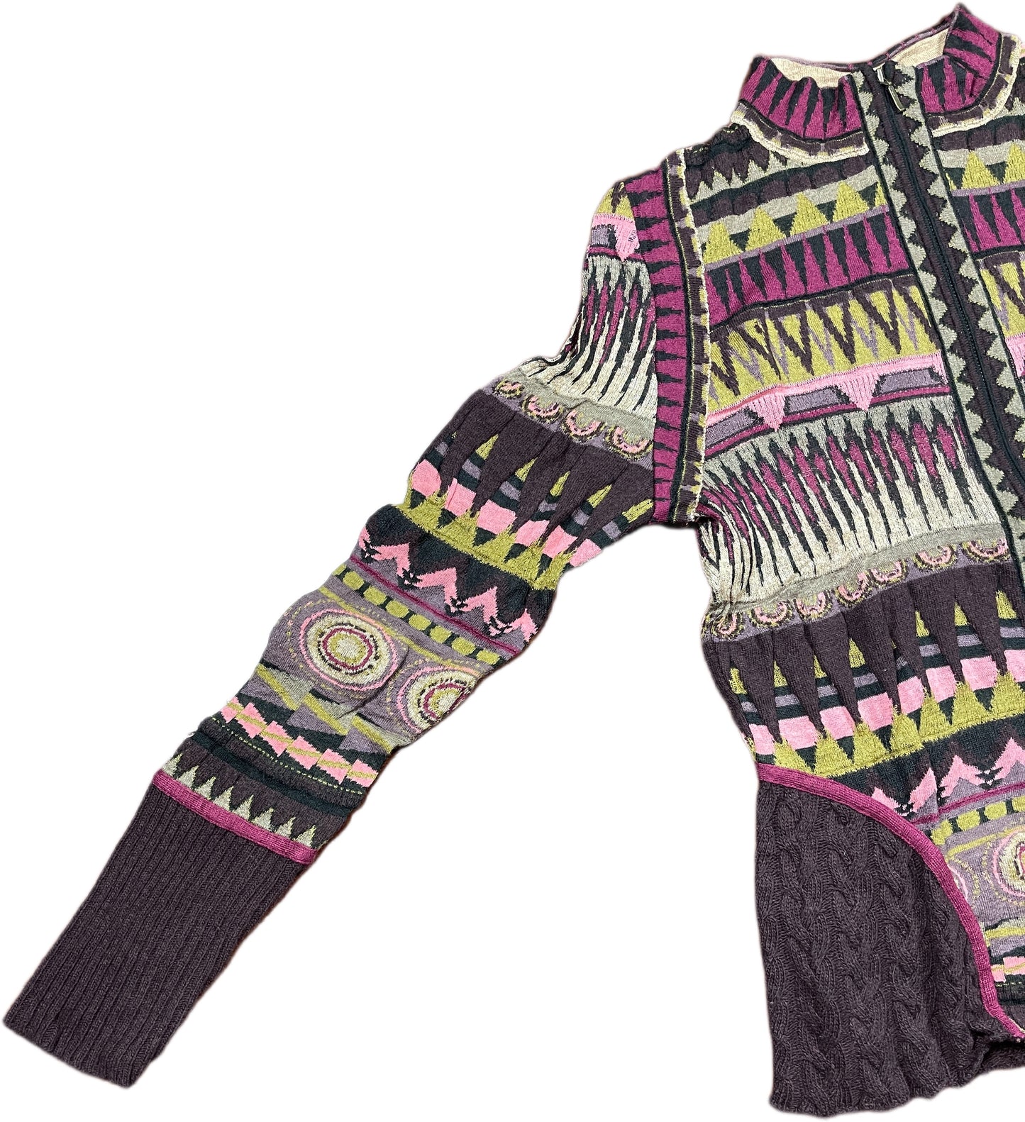 Aldomartins Long Sleeve Top Geometric Pattern Wool Blend L-XL