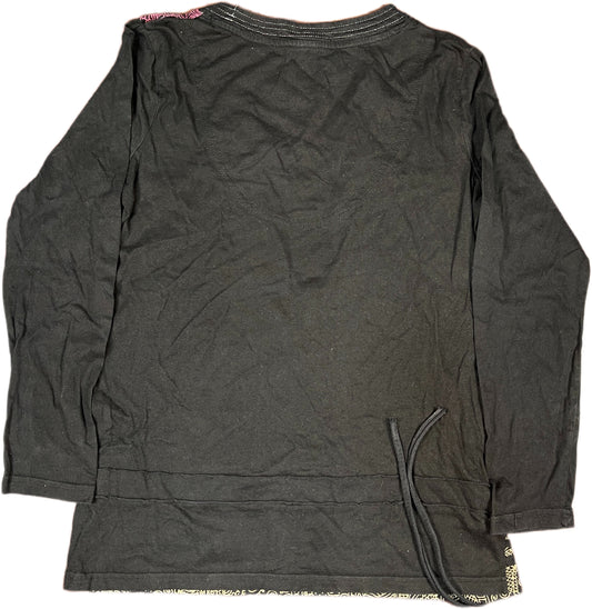 Y2K Desigual Long Sleeve Top Black Cotton XL