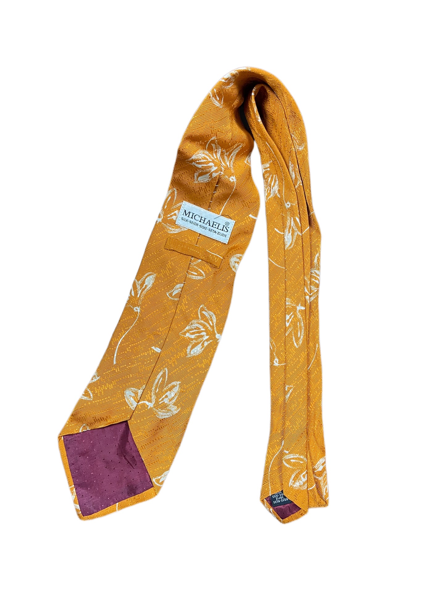 Vintage Flower Silk Tie Orange