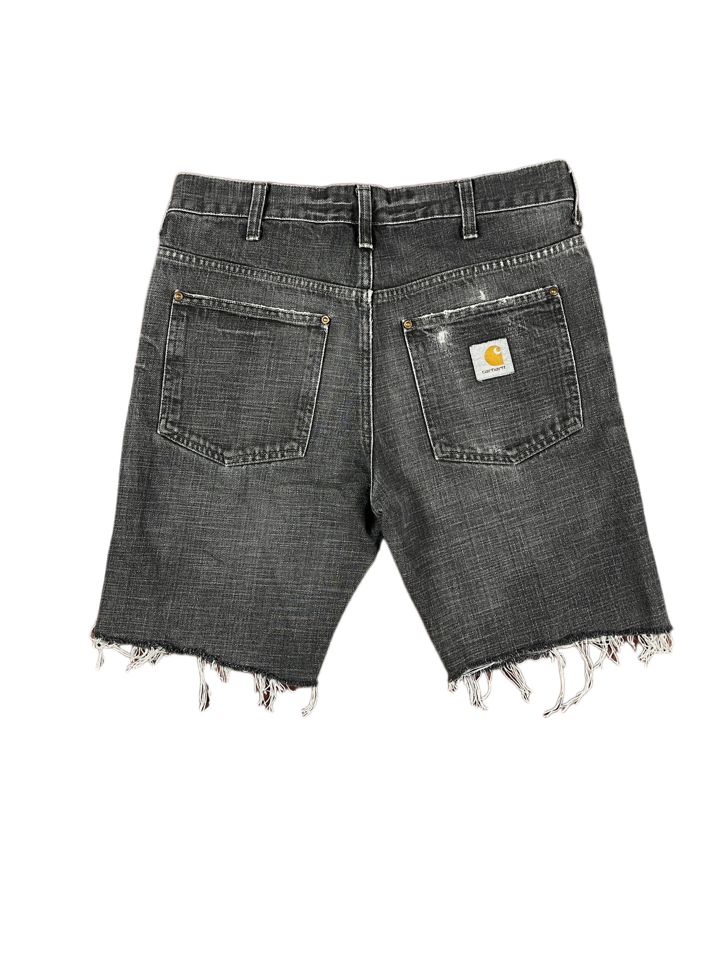 Carhartt Distressed Denim Shorts Dark Gray - M