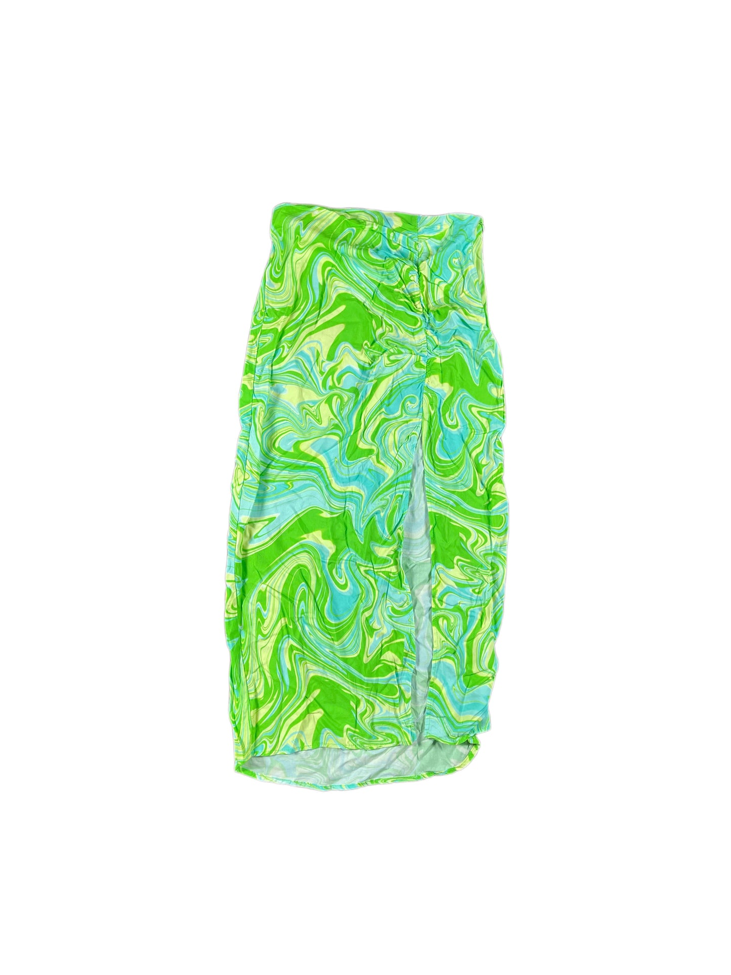 Y2k Stradivarius Long Skirt Patern Green - XS
