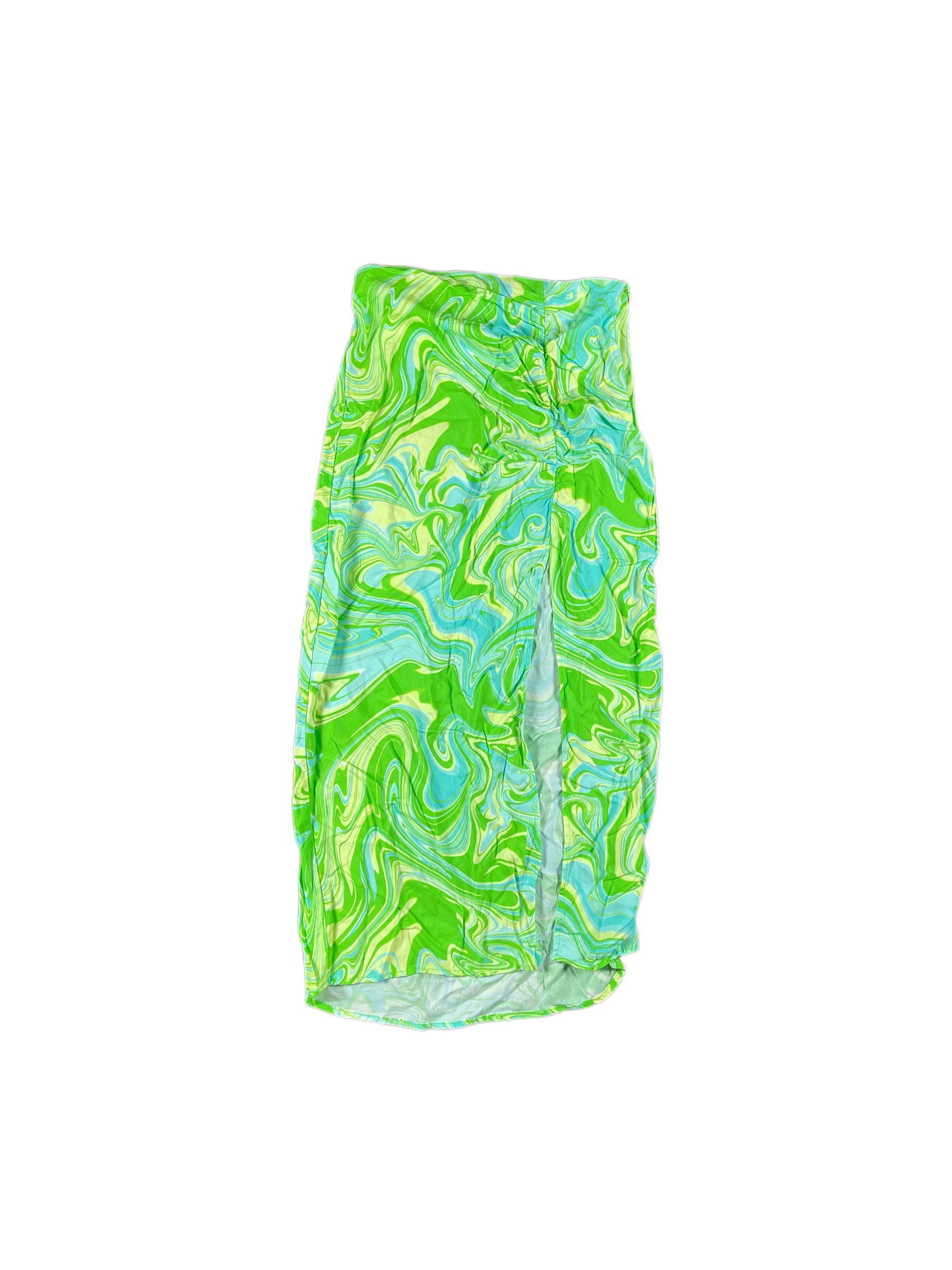 Y2k Stradivarius Long Skirt Patern Green - XS