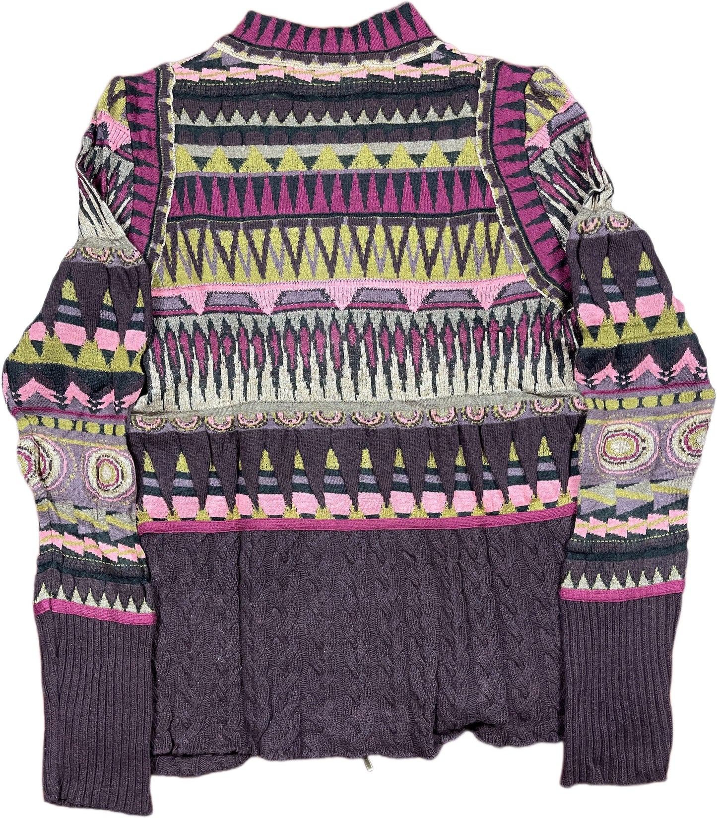 Aldomartins Long Sleeve Top Geometric Pattern Wool Blend L-XL