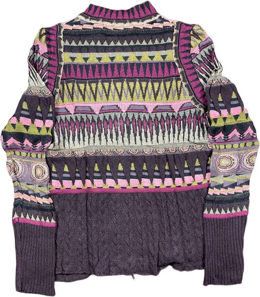 Aldomartins Long Sleeve Top Geometric Pattern Wool Blend L-XL