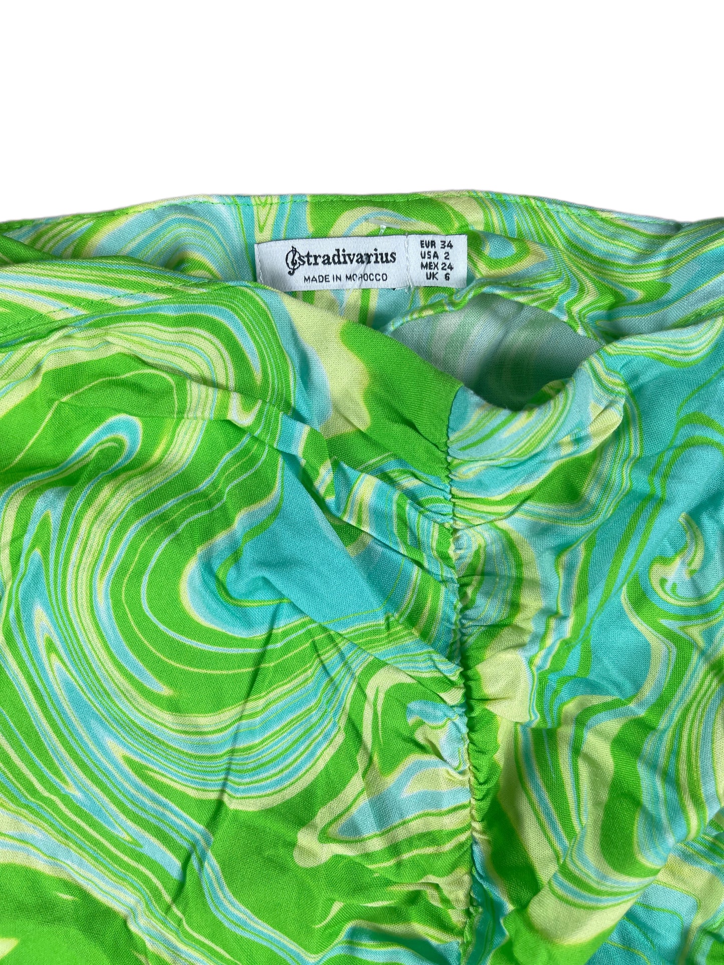 Y2k Stradivarius Long Skirt Patern Green - XS