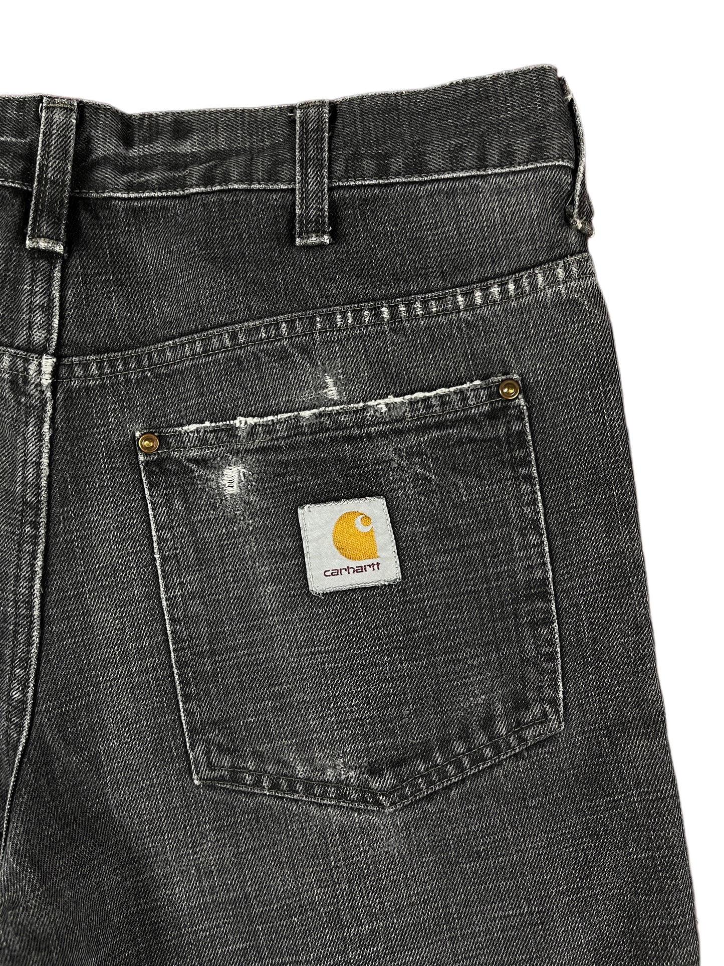 Carhartt Distressed Denim Shorts Dark Gray - M