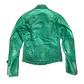 Replay Green Leather Jacket 2000s Biker | XS