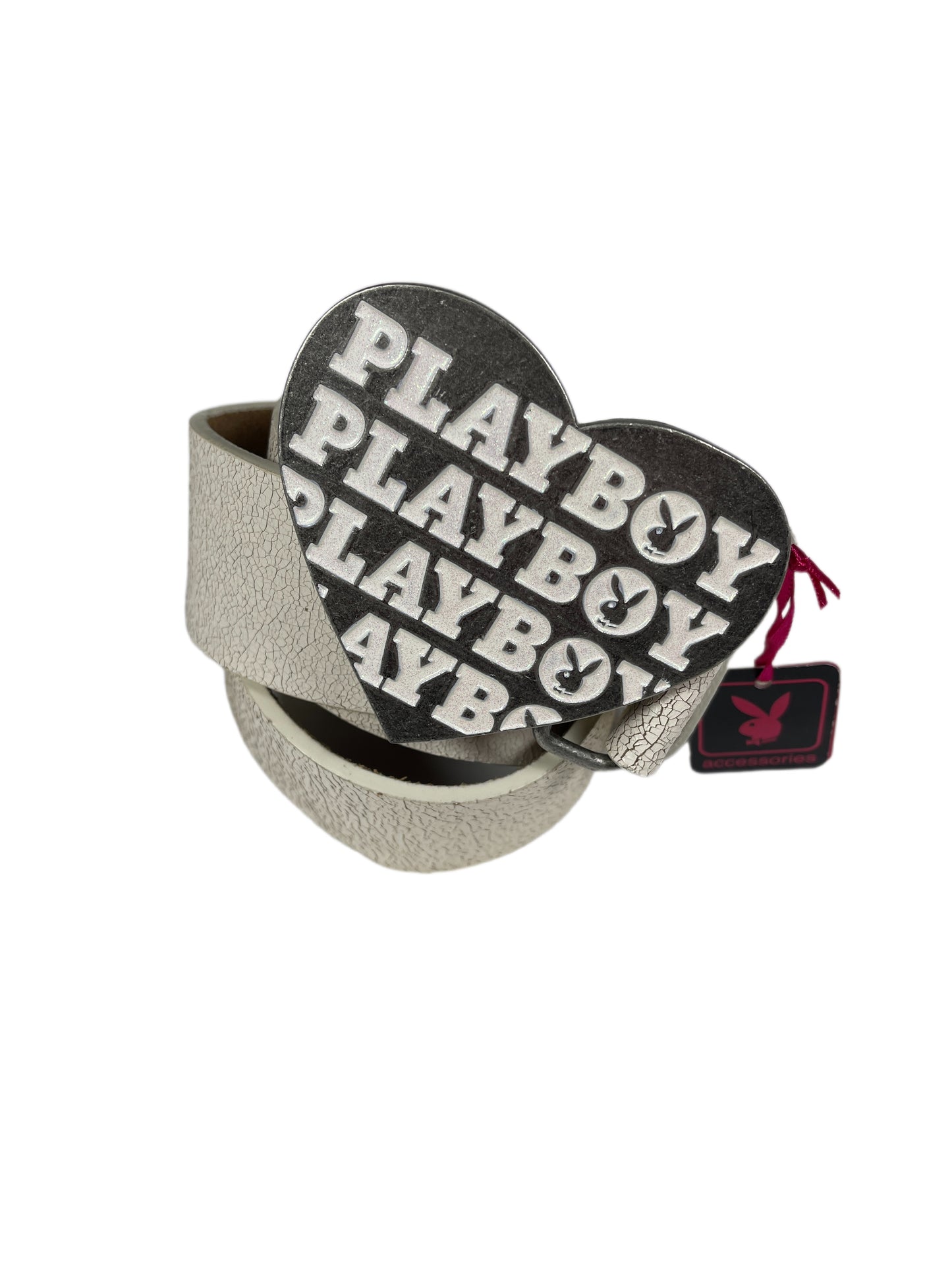 Y2k Playboy Leather Plug In Belt White 2004