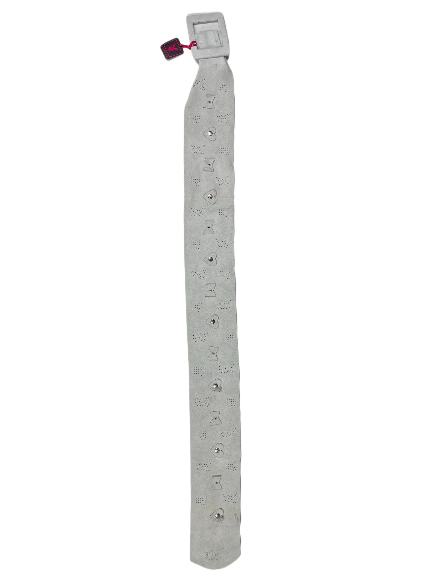 Y2k Playboy Thick Leather Belt Creme 2004