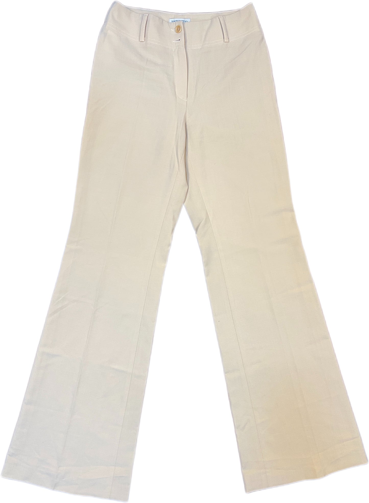 Vintage Tintoretto Flared Pants Beige Polyester Blend XS