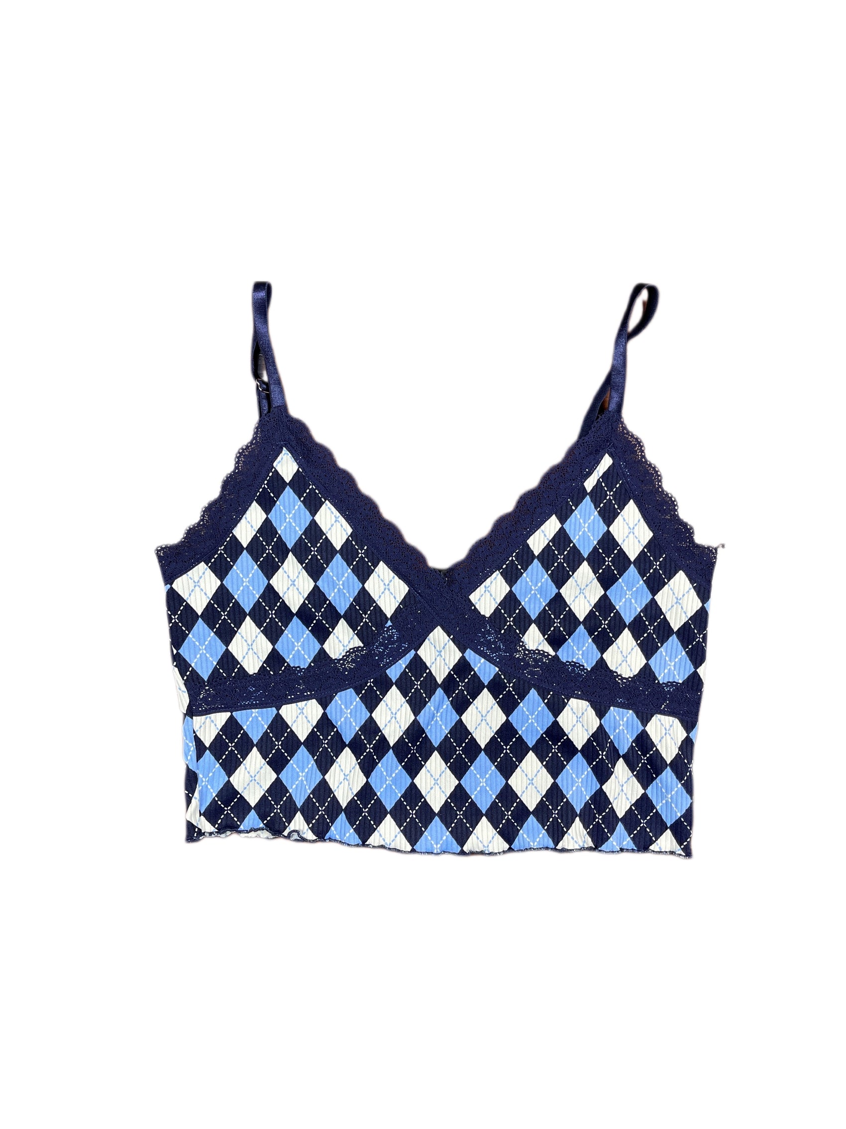 Y2k Divided Sleeveless Top Blue - M