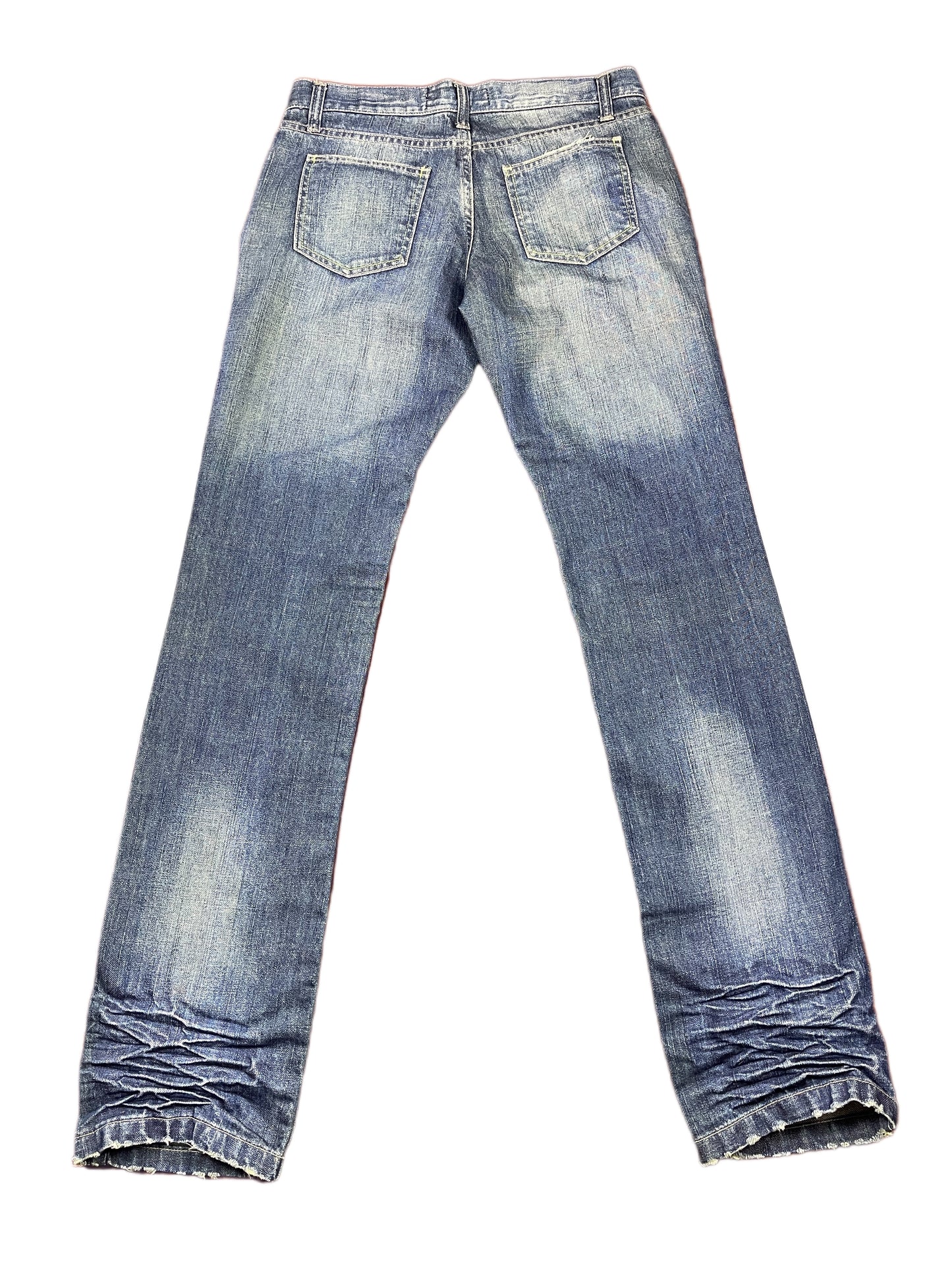 Y2k Displaj Low Waist Bootcut Denim Pants Blue - XL