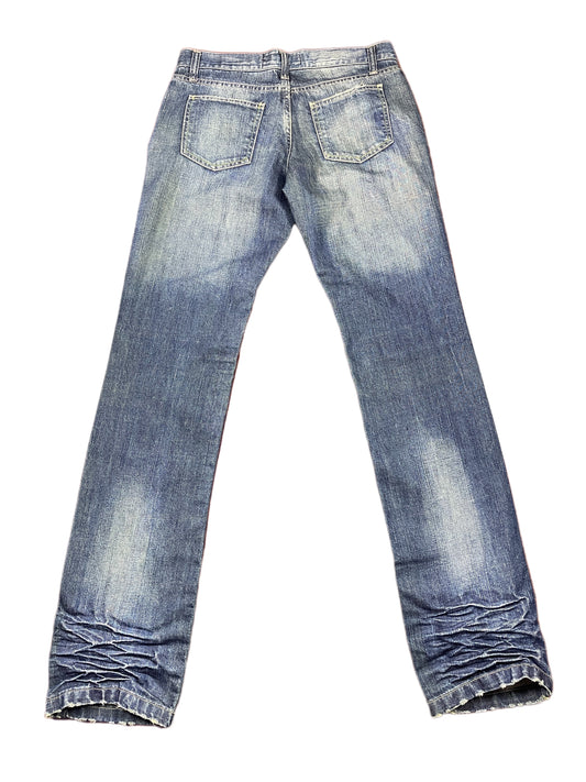 Y2k Displaj Low Waist Bootcut Denim Pants Blue - XL