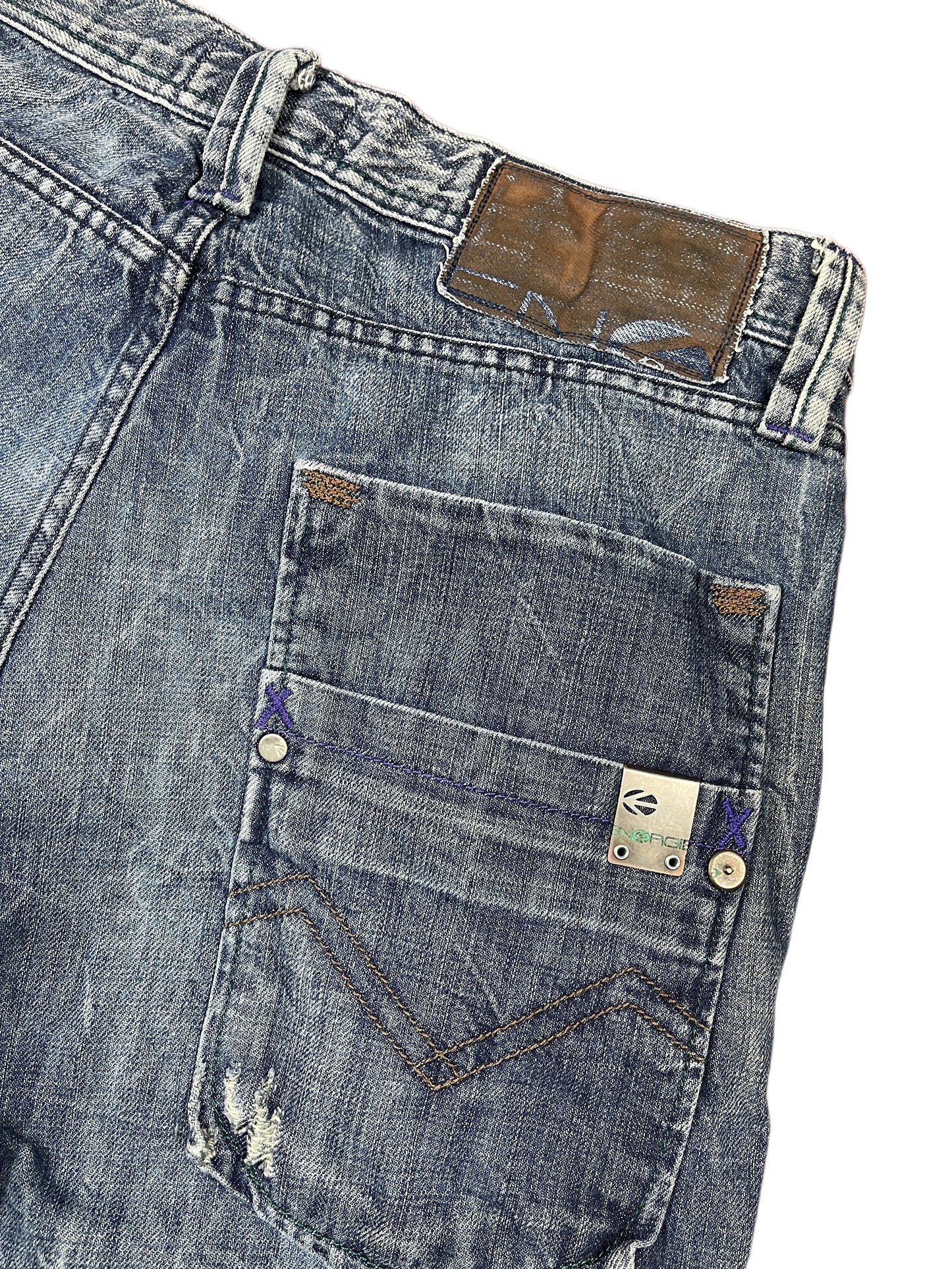 Y2k Energie Low Waist Bootcut Denim Pants Blue - L