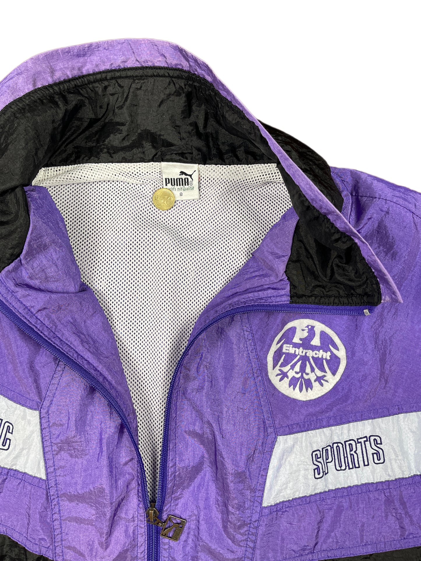 Vintage Puma Eintracht Frankfurt Basketball Sport Jacket Purple Black - XL