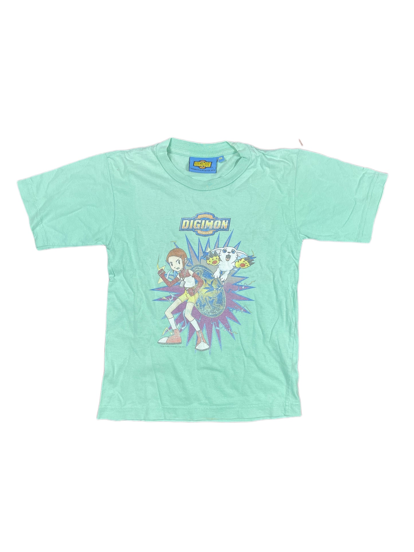 Vintage Digimon 2001 Baby Tee T-Shirt Mint Green - XXS