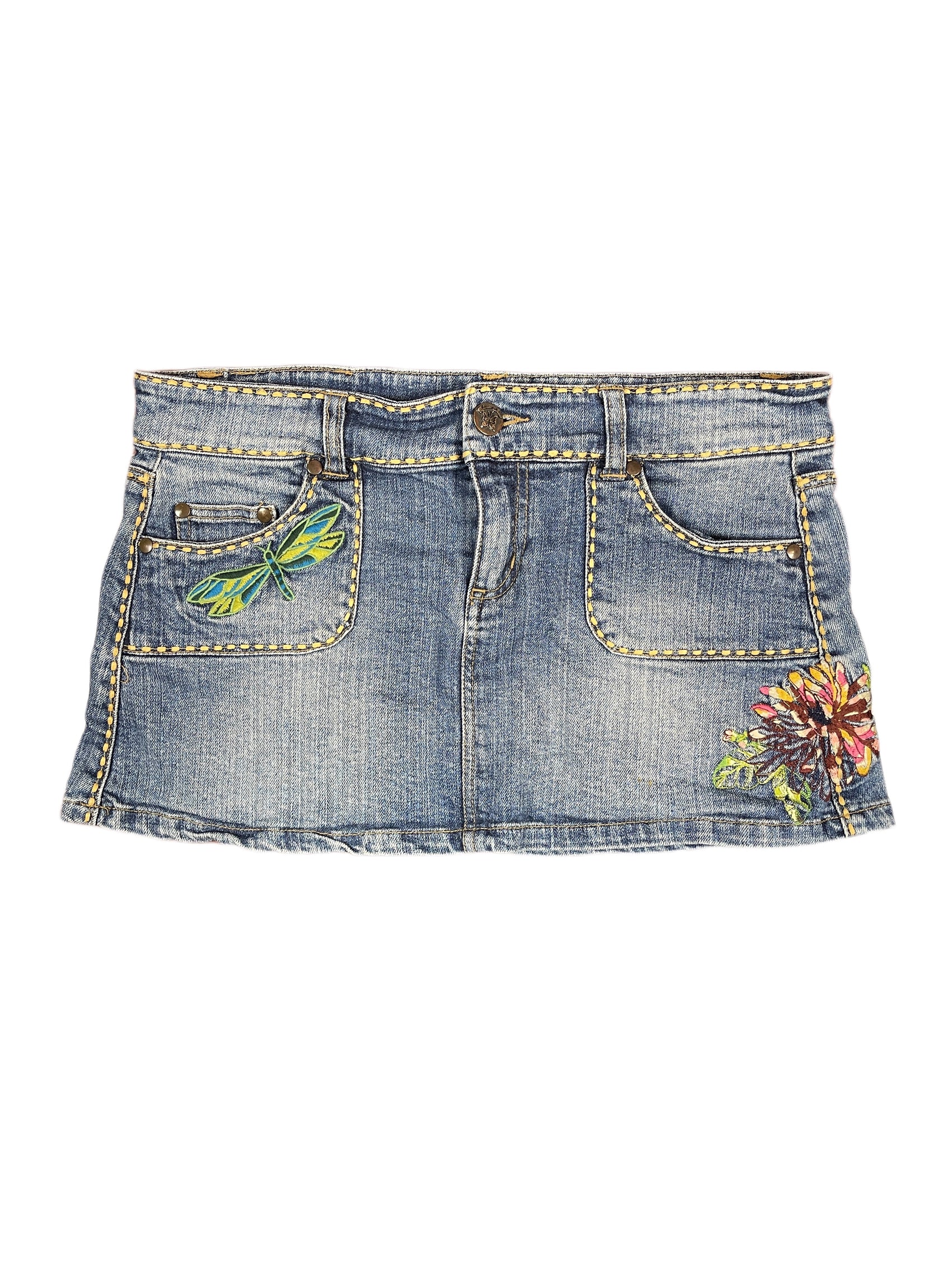 Y2k Blanco Low Waist Jeans Denim Skirt Blue - XL