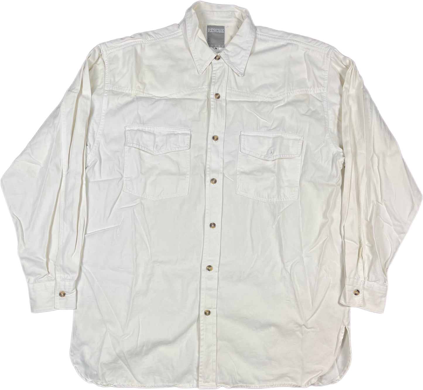 Vintage Rescue Long Sleeve Shirt White Cotton L/XL