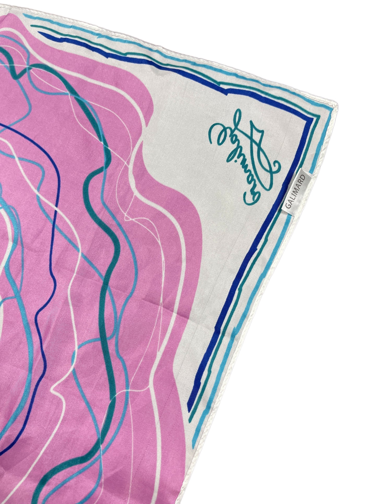 Vintage Galimard Handkerchief Pink White