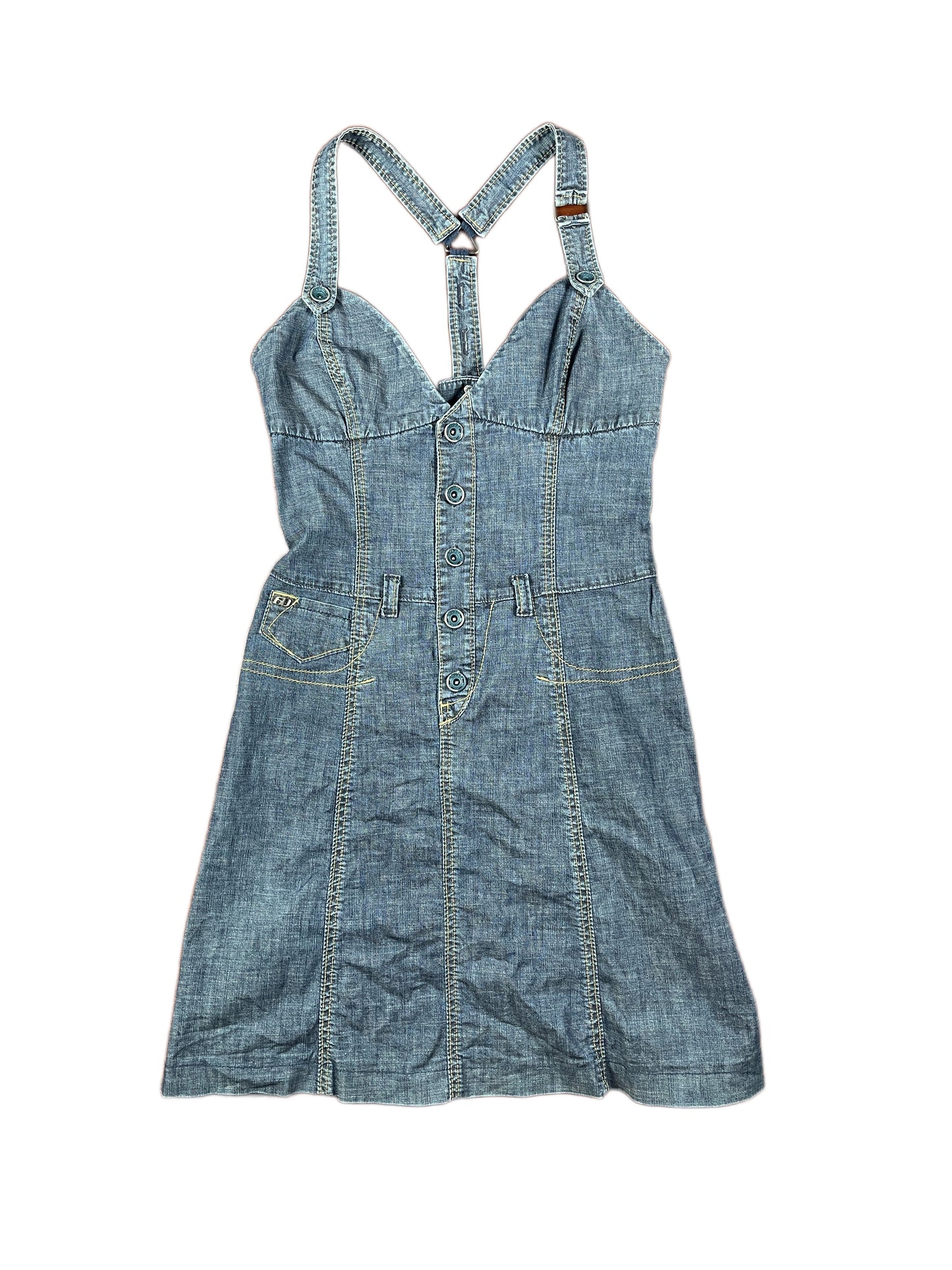 Y2k Miss Sixty Denim Sleeveless Dress Blue - M