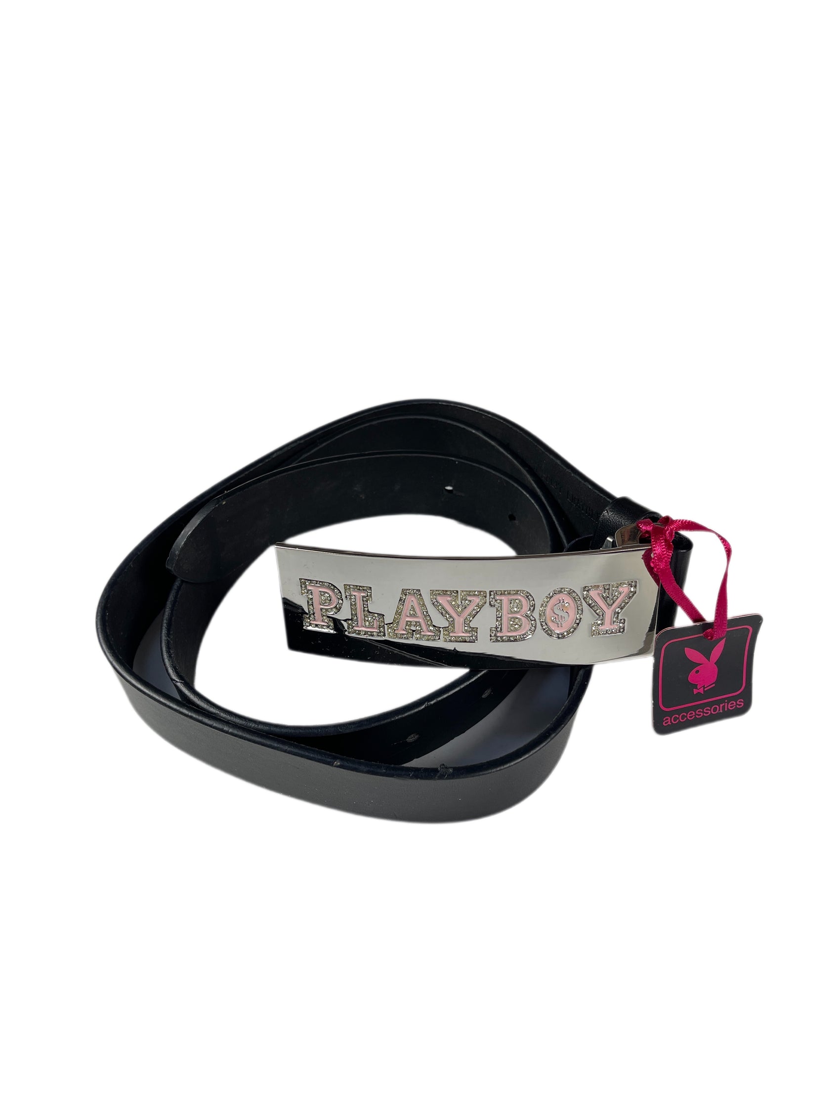 Y2k Playboy Leather Plug Belt Black 2004