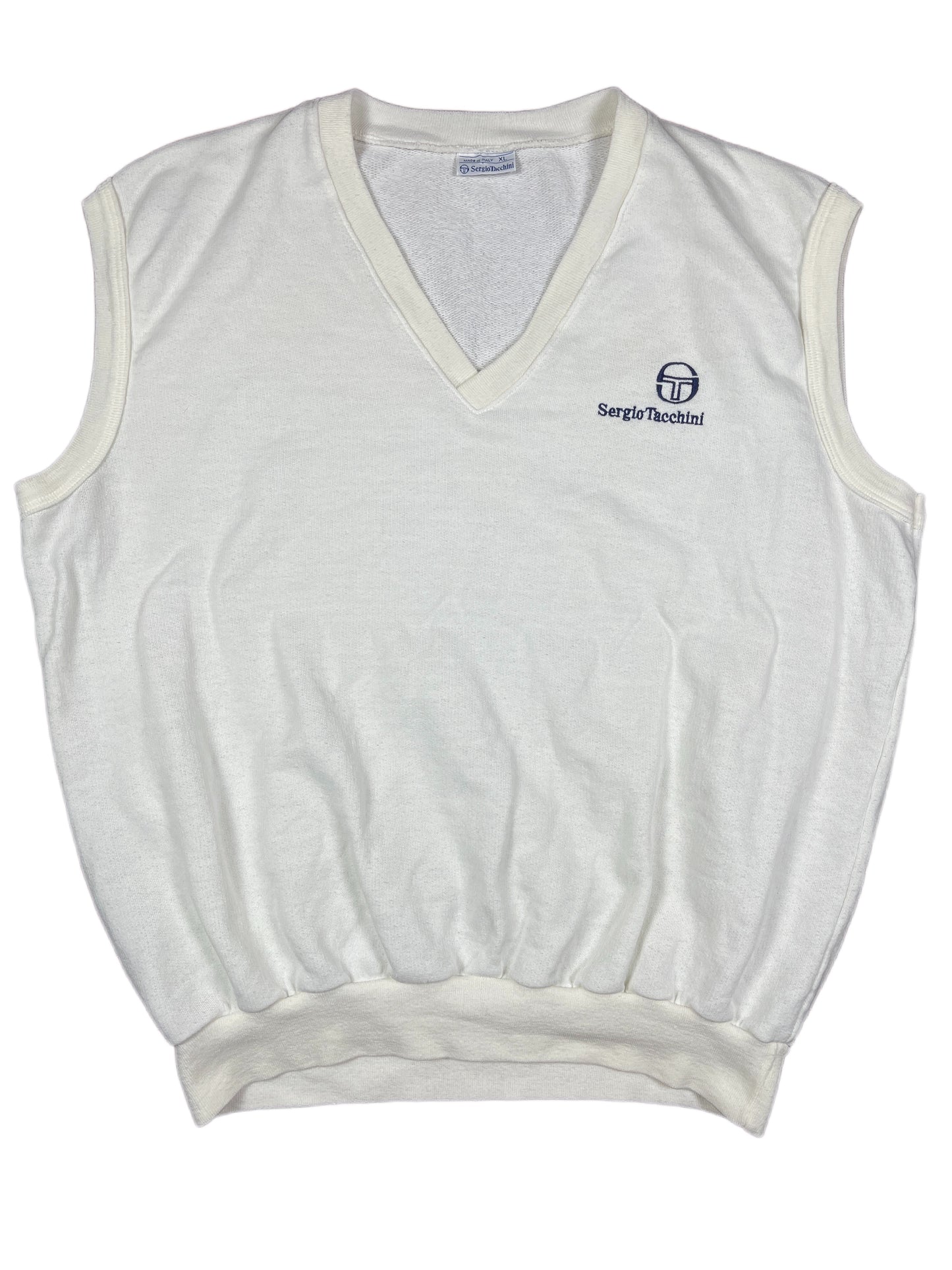 Vintage Sergio Tacchine Sleeveless Sweatshirt White - XL